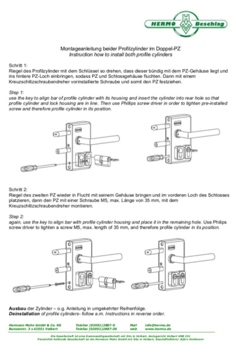 Swing gate lock GTS 2 double profile cylinder gray RAL 7016 handle no. 1010